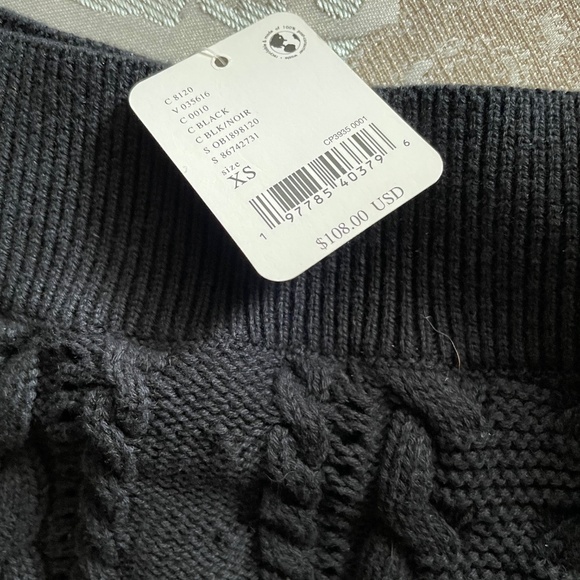 Free People Black Cable Knit PomPom Skater Skirt XS New with Tags - Picture 4 of 5